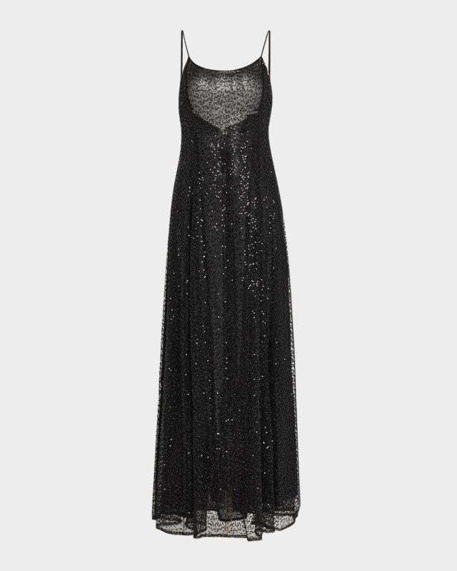 A-Line Sequin Tulle Gown